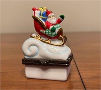 Santa Claus Trinket Box w/Hinged Lid