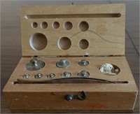 Apothecary Brass Scale Weights in Wooden Box