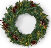 Green Battery Operated Pre-Lit Pine Wreath