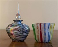 Art Glass Perfume Bottle & Candle Votive