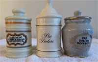 3 Pharmacy Apothecary Advertising Porcelain Jars