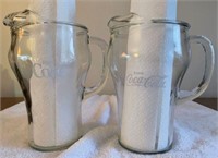 Lot of 2 Clear Glass Coca Cola Pitchers