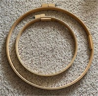 2 Round Wooden Quilting Hoops