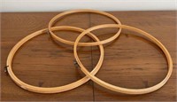 Lot of 3 Round Wooden Quilting Hoops