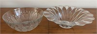 2 Large, Clear Glass Serving Bowls