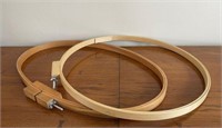 Lot of 2 Wooden Quilting Hoops - Round & Oval