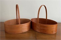 Lot of 2 Vintage Shaker Oval Wood Baskets