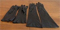 Vintage Ladies Black Leather Gloves