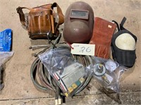Torch set, welding helmet and gloves