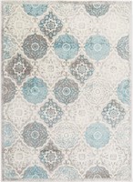 Area Rug | Transitional Gray/Aqua/Ivory 6'6"x9'6"