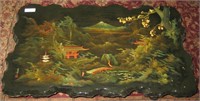 Mahogany Table-Oriental Painting on Top-17x42x24