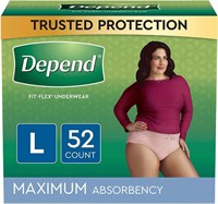 Depend FIT-FLEX Underwear | Large | 52 Count