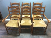 SET OF 6 LADDER BACK DINING CHAIRS