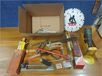 tool lot punch out, leather tool, saw