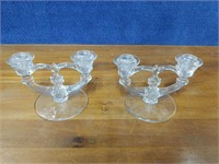 Cumberland Glass lot of 2 candle holders