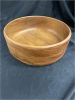 Hand turned teak bowl from Thailand. 12 inches in