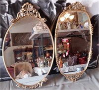911 - LOT OF 2 OVAL FRAMED WALL MIRRORS