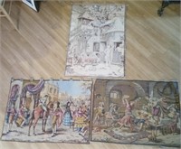 911 - LOT OF 3 TAPESTRY WALL HANGINGS