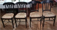 911 - LOT OF 4 WOOD CHAIRS W/WOVEN SEATS