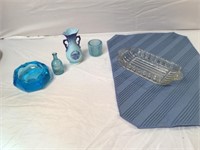 Clear and Blue Glass Lot