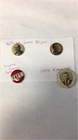 Multiple political button pin backs 1896