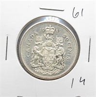 1961 Canadian 50-Cent 80% Silver $0.50