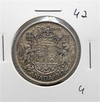 1942 Canadian 50-Cent 80% Silver $0.50
