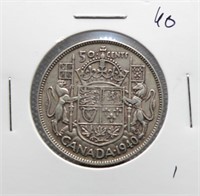 1940 Canadian 50-Cent 80% Silver $0.50