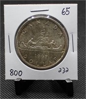 1965 Canadian Voyageur Dollar 80% Silver $1