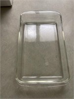Glass Pyrex baking pan and six pie plates
