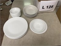 Corelle dinner plates and bowls with some misc.
