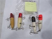 Vintage Lot of 4 Wooden Fishing Lures