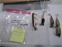 Vintage Lot of 4 Wood Fishing Lures Pike Musky etc