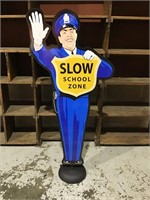 Slow School Zone Man on Stand - 1.3m Tall