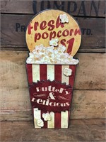 Fresh Popcorn $1 Wooden Sign - 50cm tall