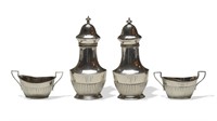 Pair Gorham Open Salts and Pepper Shakers, 19th C#