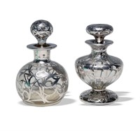 2 Art Nouveau Sterling over Glass Bottles