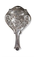 Victorian Sterling Hand Mirror w/ Cherubs by Kerr