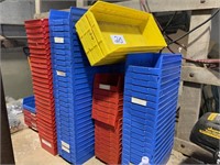 Approx 80 various size plastic bins