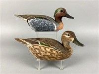 Torry Ward Pair of Green-Winged Teal Duck Decoys,