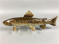 Gary Ginder Hand Carved Brown Trout, glass eyes,