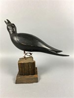 Paul Arness Hand Carved Crow on Fence Post Base,