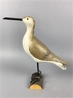 Hand Carved Shorebird by Unknown Carver, glass