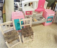 Little Tykes Kitchen, Two Wood Chairs