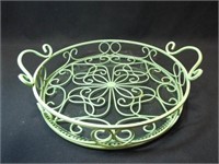 Metal Green Tray with Glass