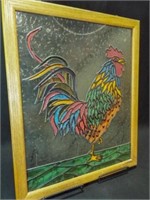 Stain Glass Look Rooster Art, Framed