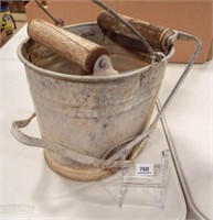 Metal Wash Bucket, Wood Wringer