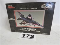 F-16 FALCON DIECAST BANK, NEW IN BOX