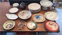 Painted Plates, Milk Glass, Tea Pot Etc