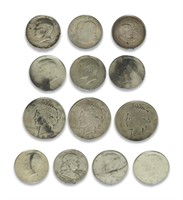 13 Silver Coins, Peace Dollars, Kennedy Halfs Etc.